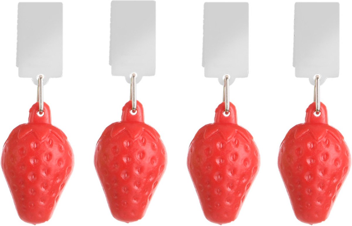 Esschert Design Tafelkleedgewichten aardbeien - 4x - rood - kunststof - voor tafelkleden en tafelzeilen - Esschert Design
