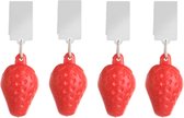 Esschert Design Tafelkleedgewichten aardbeien - 4x - rood - kunststof - voor tafelkleden en tafelzeilen