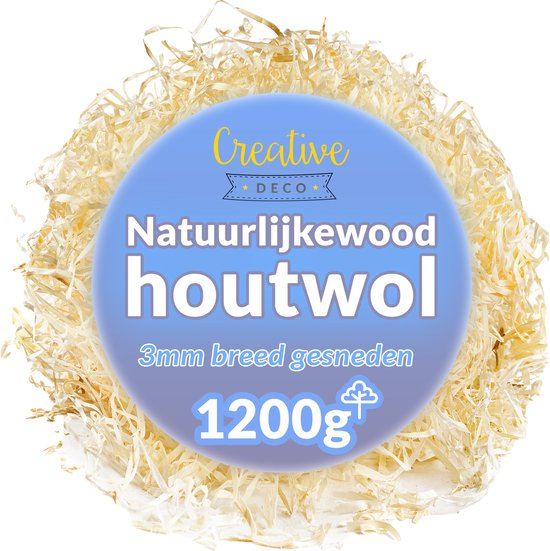 Creative Deco Houtwol – 1200 G Houtspaanders, Organisch Vulmateriaal Voor Geschenkmanden, Decoratie En Bescherming, Bioafbreekbaar