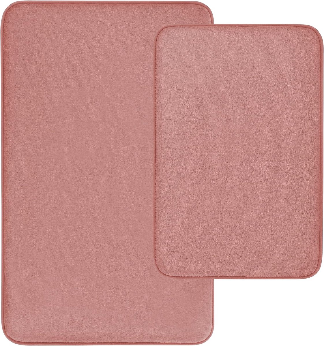 2-delige ultra dikke badmat, traagschuim, antislip, luxe badkamertapijt, badmatset, 2-delig, douchemat, badmatset, badkamergarnituur 40 x 60 cm + 50 x 80 cm, roze