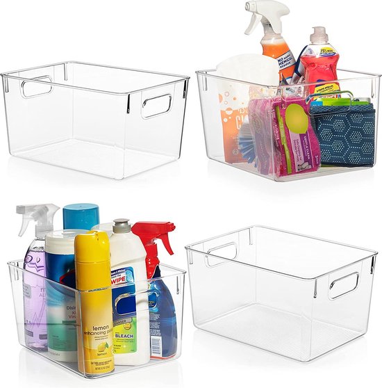 Foto: Tidyhome koelkast organizer set van 4 stuks opbergbox koelkast bakjes opbergbak lade organizer lade verdeler koelkast bakjes bewaarbakjes stapelbaar transparant bpa vrij