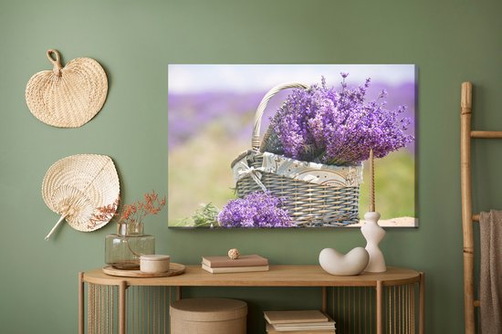 Painting King - Panier à peindre sur toile avec Fleurs de Lavande - 120 x 80 cm