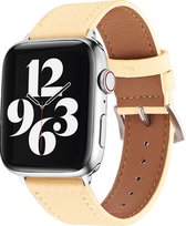 Bracelet en cuir MY PROTECT® pour Apple Watch Series 1/2/3/4/5/6/7/8/SE 48/40/41mm - Bracelet en cuir iWatch - Fermeture à boucle - Jaune pastel