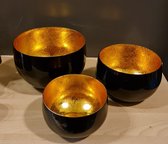 Kandelaar Store - set van 3 theelichthouders - zwart/goud - Theelicht Metaal zwart - Marrakech Serie
