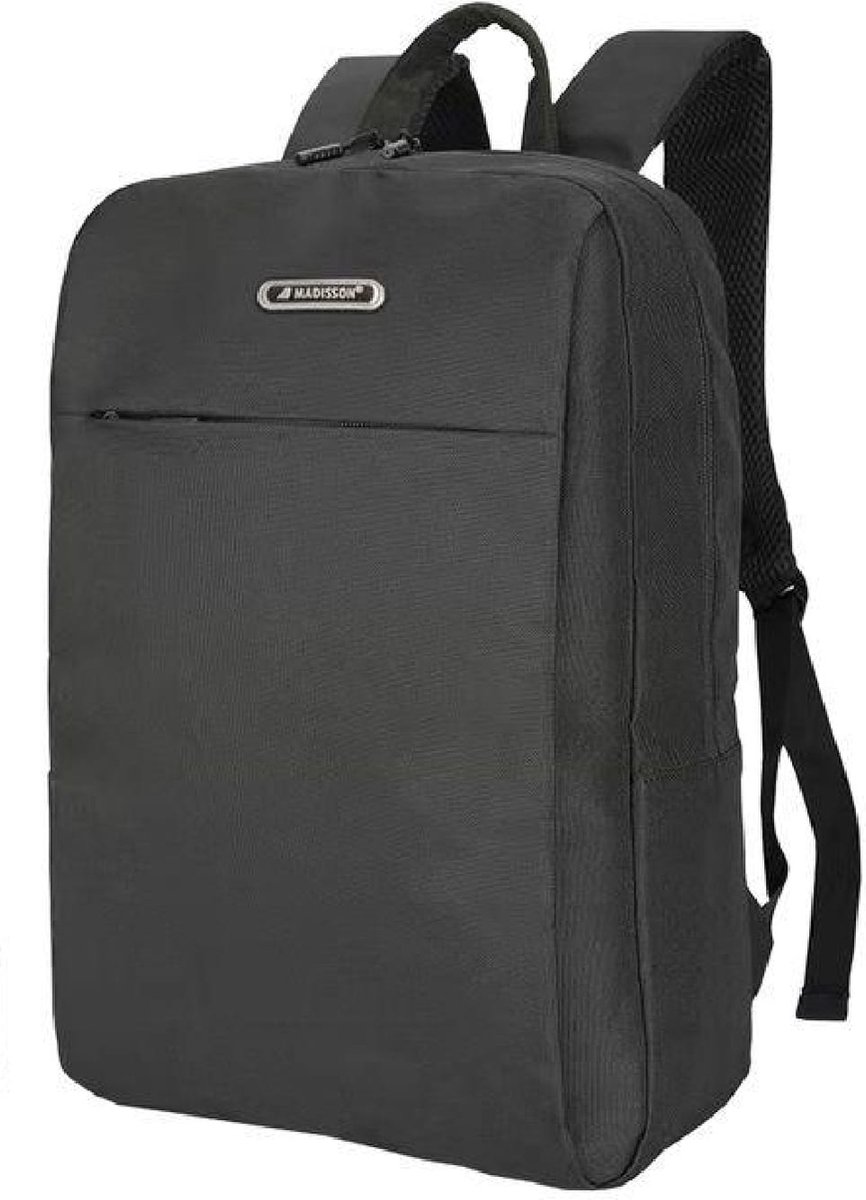 Madisson - praktische rugzak/schooltas/handbagage - zwart - geschikt voor 15 inch laptop