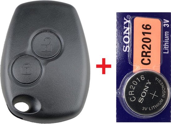 Boîtier de clé de voiture 2 boutons avec batterie Sony adapté pour clé  Renault Kangoo