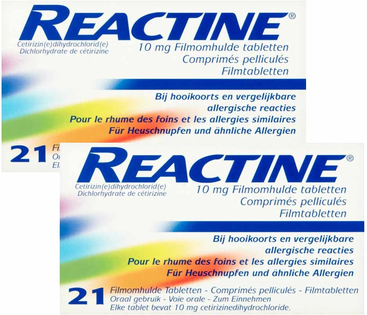 Reactine Allergietabletten Cetirizine 10 mg - 2 x 11 tabletten - Reactine