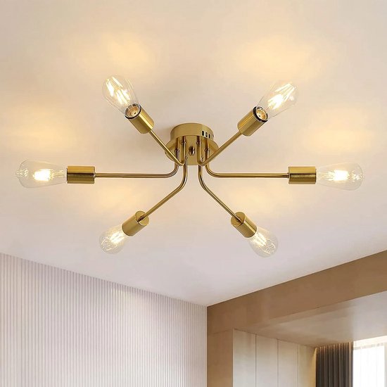 Dimbare hanglamp met gouden details, 8-lichts - Aegea Dimbare hanglamp met gouden details, 8-lichts - Aegea