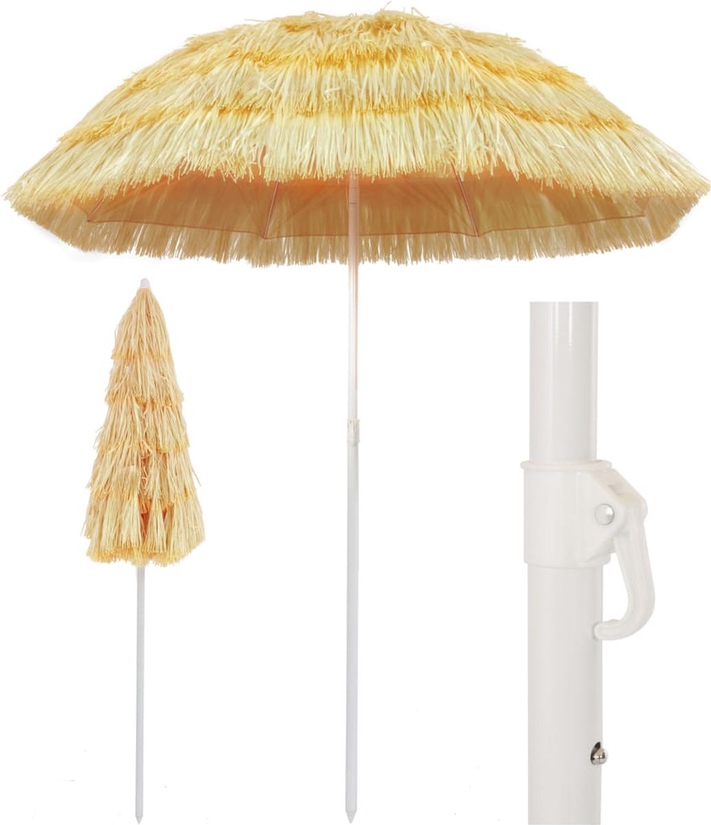 The Living Store Strandparasol Hawaï stijl 180 cm naturel - Zonnescherm - Parasollen - Beach Umbrella - Buitendecoratie - Tuindecoratie Strandparasol in Hawaï stijl, natuurlijk 180 cm, perfect voor strand en tuindecoratie.