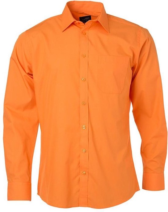 James and Nicholson Heren Longsleeve Poplin Shirt (Oranje) maat 3XL