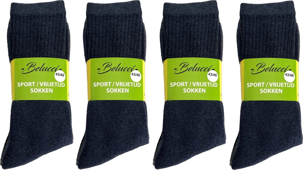Belucci Sportsokken Tennissokken Vrijetijdsokken Set Van 20 Paar Assorti Kleuren Maat 47/50