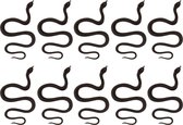 Amscan nep slangen 35 cm - 10x stuks - zwart - Horror/griezel thema decoratie dieren