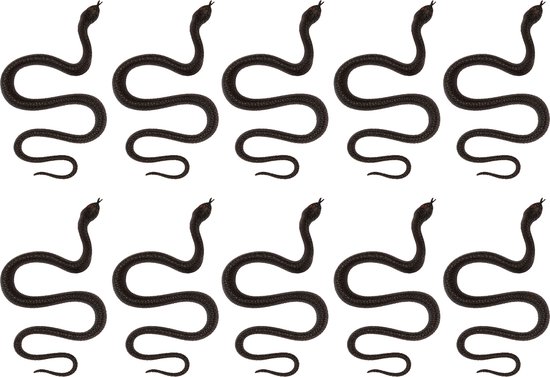 Amscan Nep slangen - 10x stuks - zwart - 35 cm - halloween/horror - feestartikelen