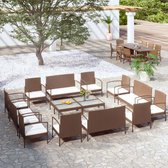 The Living Store Loungeset Poly Rattan - Bruin - 2-zitsbank 106x59x73cm - Armstoel 58x59x74cm - Tafel 75x40x37cm