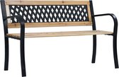 The Living Store Tuinbank - Massief hout en staal - 120 x 53 x 77 cm - Ruitpatroon
