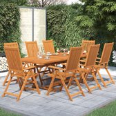 The Living Store Houten Tuinmeubelset - Tropisch hardhout - Uitschuifbare tafel - Verstelbare stoel - 160-240x100x75cm - 8 stoelen