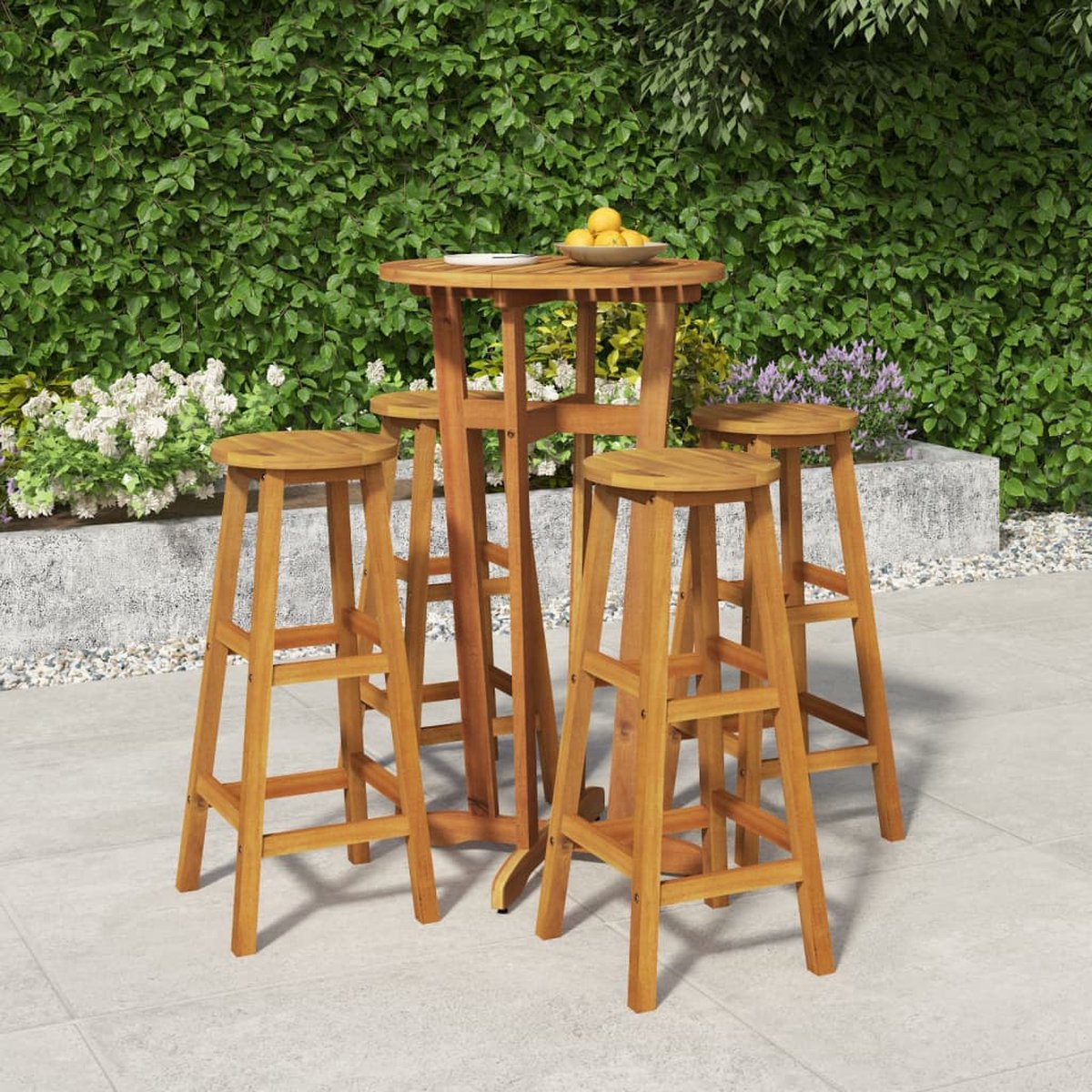 Tuinbarset van massief acaciahout met eetkamerstoelen en tuintafels - Acacia Hout - Outdoor Furniture