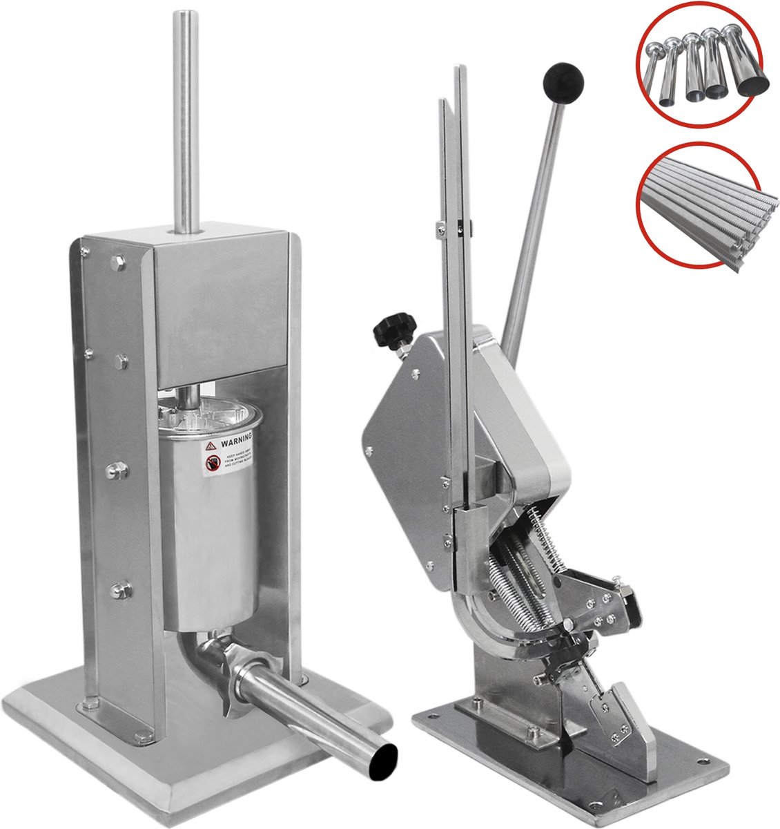 Bundel: Kukoo 5 Liter Worsten Vuller + KuKoo Worsten Knipper - Handmatige bediening - 2000 GRATIS clips - 5 GRATIS trechters