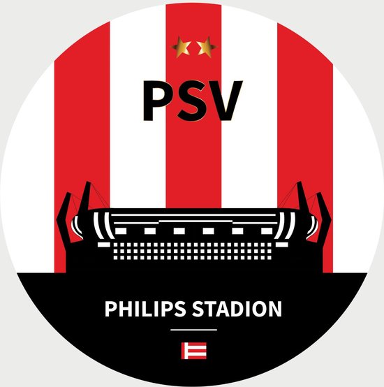 PSV Schilderij - Philips Stadion - Voetbal - Muurcirkel - Poster - Wanddecoratie op Aluminium (Dibond) - 60x60cm - Inclusief Gratis Ophangsysteem