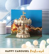 Woodypost - Houtenpuzzel - Miniatuurbouw - 3D - Postkaart - Happy Carousel