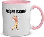 Akyol - golfer man met eigen naam koffiemok - theemok - roze - Golf - golfers - mok met eigen naam - leuk cadeau voor iemand die houdt van golfen - cadeau - kado - 350 ML inhoud