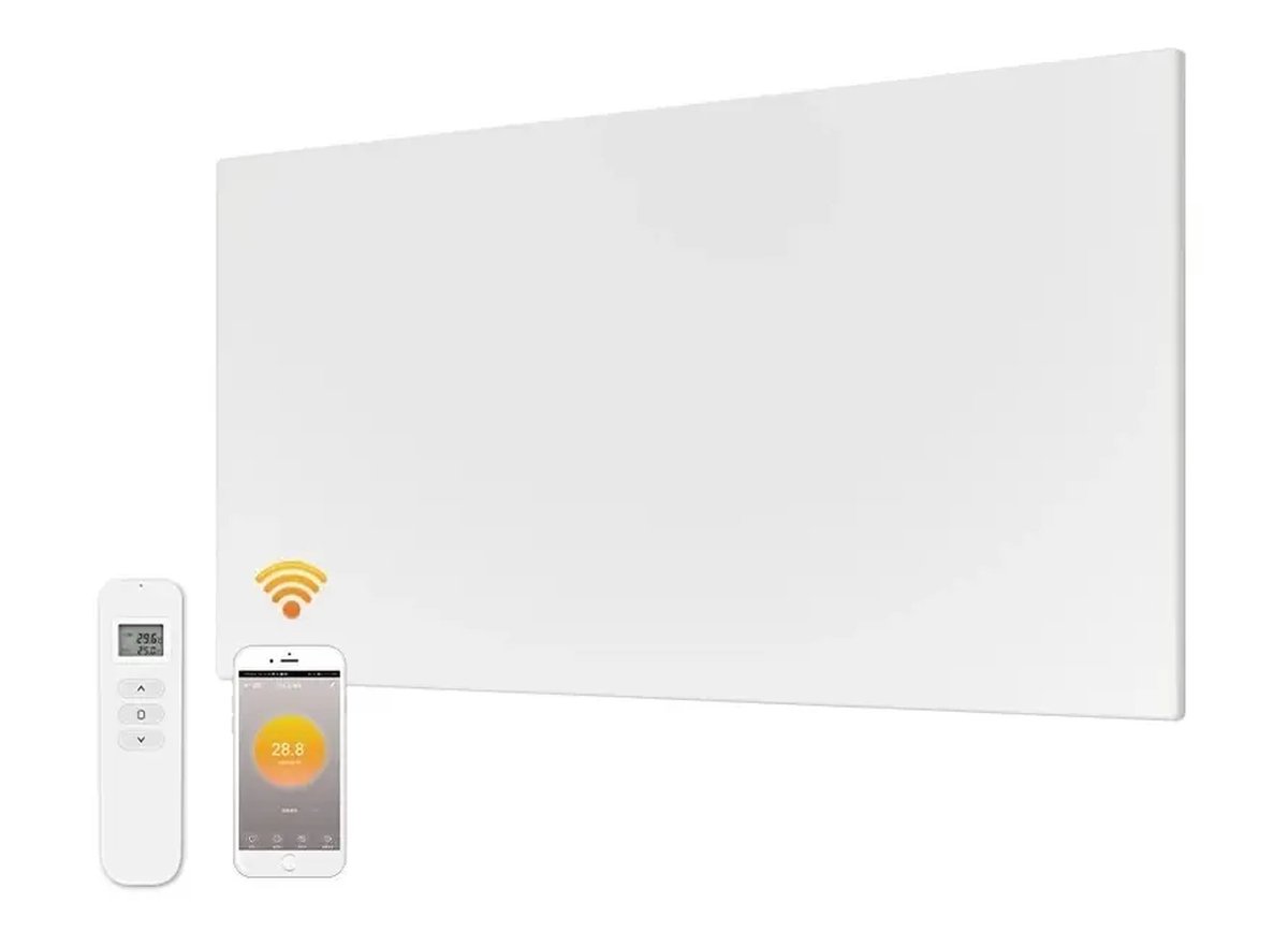Slimme Quality Heating - QH-FR Serie infrarood verwarmingspaneel - infrarood paneel - infrarood heater - 30 x 120 cm - 350Watt - wand en plafond montage - Wifi bedienbaar met bijgeleverde afstandsbediening - 5 Jaar garantie