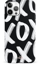 xoxo Wildhearts Can't Talk Now Black - Double Layer - Hoesje geschikt voor iPhone 11 Pro Max hoesje - Hard case met zwart/witte print - Beschermhoes geschikt voor iPhone 11 Pro Max case - Shockproof case met xoxo print - Zwart