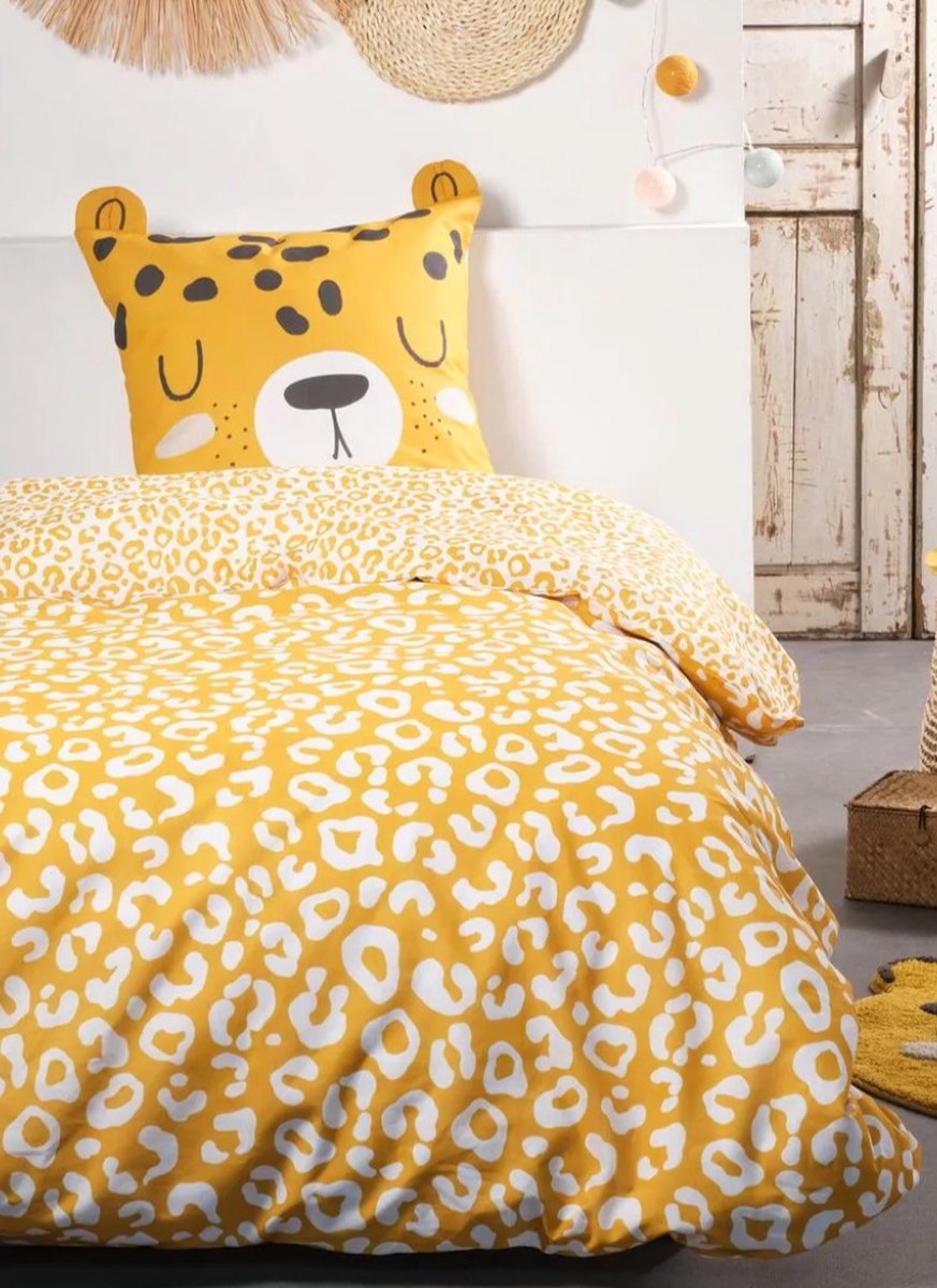 Housse de couette Tigre 140 x 200 cm gris & jaune