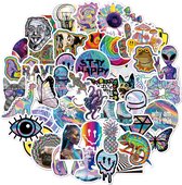 Hippie Psychedelica Stickers - Set 50 stuks - Glimmende stickers met Trippy afbeeldingen voor Skateboard, Muur, Agenda, Helm etc. - Laptopstickers voor Volwassenen
