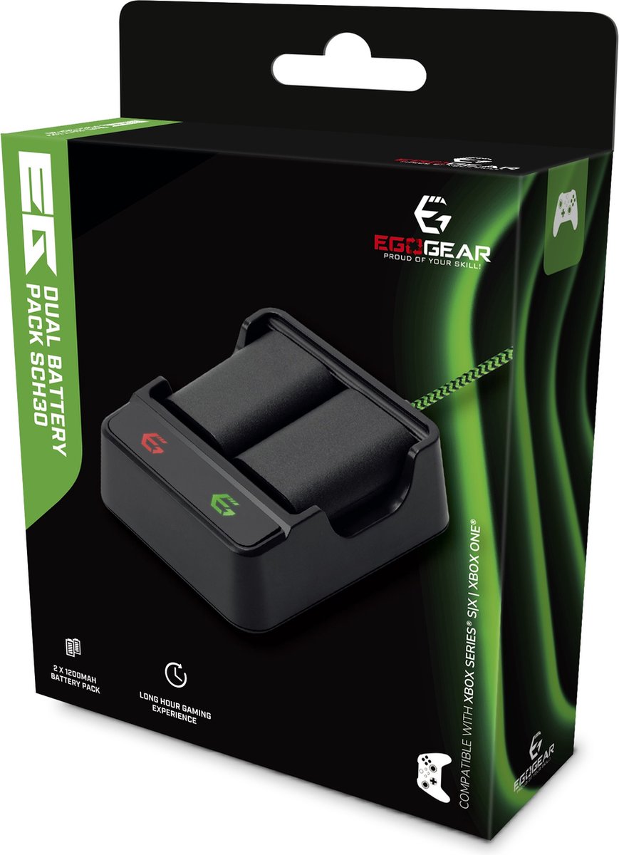EgoGear - Dubbel Batterij Pakket Zwart - Geschikt voor Xbox Series X|S en Xbox One