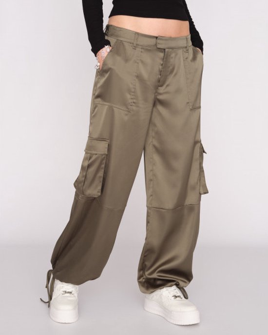 Juicy Couture fanta Satin cargo pants with diamant logo Groen