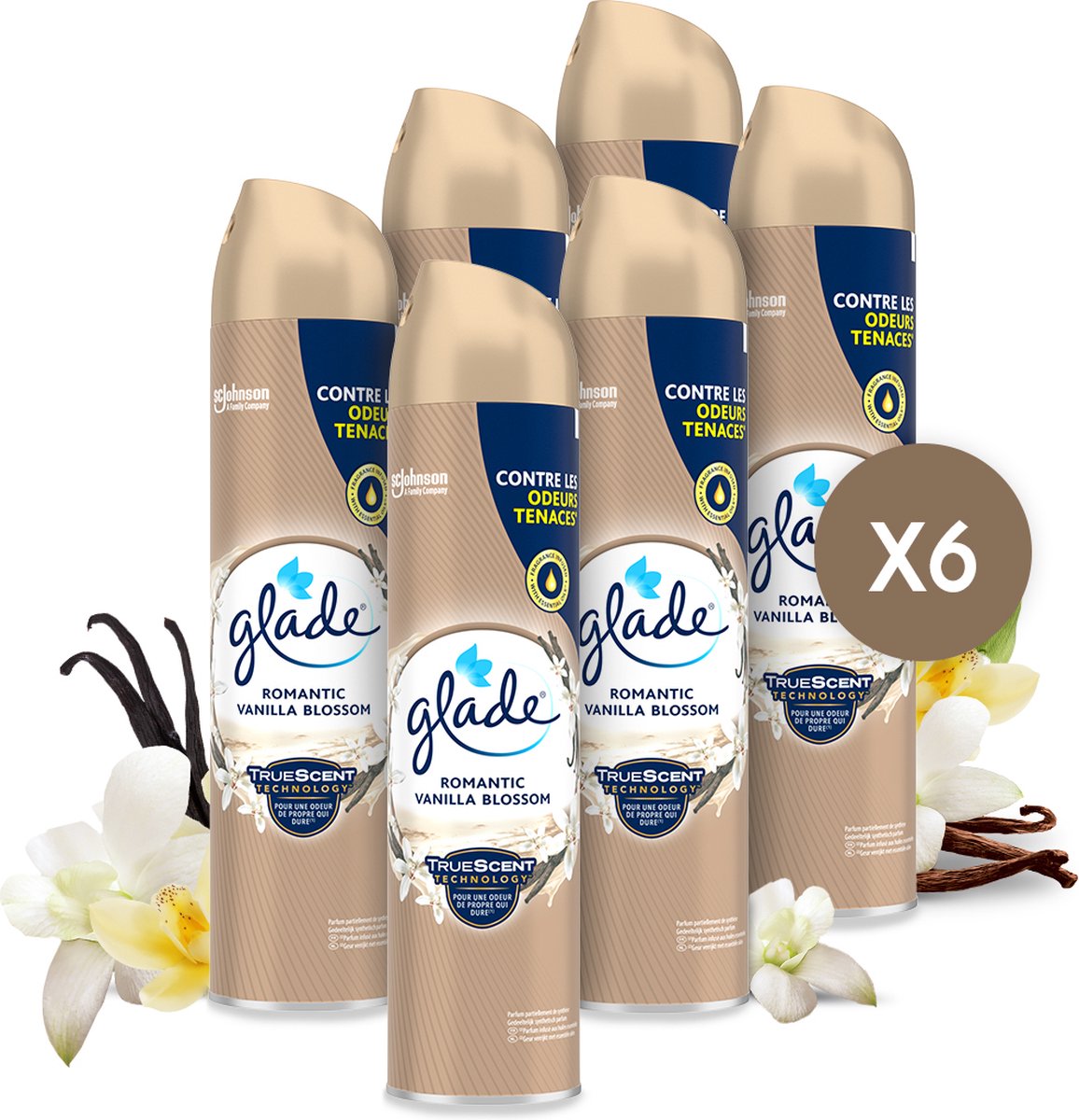 Glade Luchtverfrisser Spray Romantic Vanilla Blossom - 6 x 300 ml