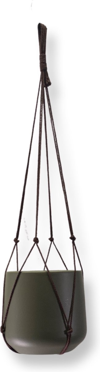 Plantenhanger Zonder Kwast - Kies Kleur en Lengte - Bruin - 60 cm lang - Katoenkoord - Geschikt voor Pot met Diameter t/m 15 cm - Handgemaakt in ons Macramé Atelier - Prijs per Stuk - Let op: Exclusief Pot - Inclusief Verzendkosten