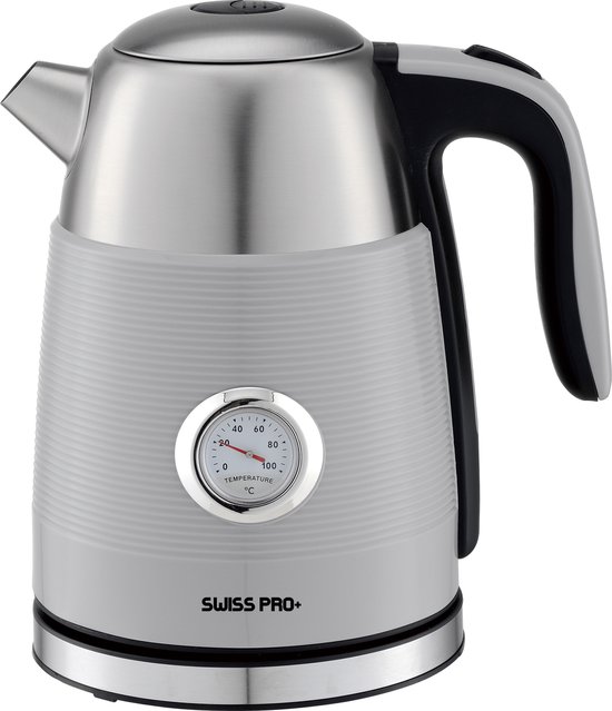 Swiss Pro+ - retro line - waterkoker 1.7 L - 2250W - elektrisch - classic design - 2023 model - Grey