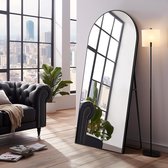 Boog volledige lengte spiegel gebogen boven staande spiegel vloerspiegel muur gemonteerde spiegel voor thuis slaapkamer 65 "x22" - zwart
