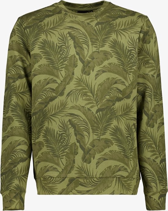 Unsigned heren sweater met botanische print - Groen - Maat M