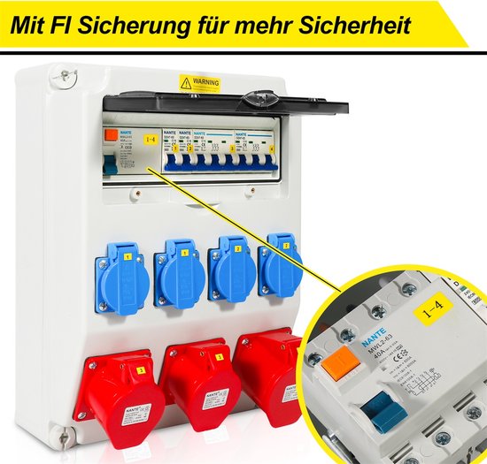 Hangende stroomverdeler 3x 230v - 16a spatwaterdicht - Stopcontacten