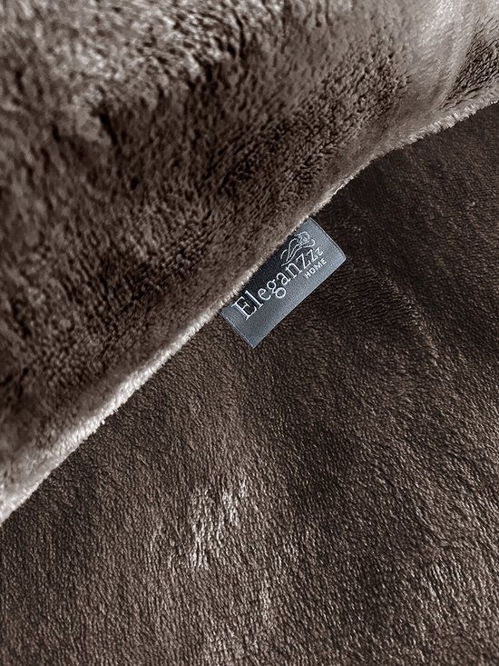 Eleganzzz Dekbedovertrek Flanel Fleece - Brown - Dekbedovertrek 140x200/220cm - 100% flanel fleece - Eenpersoons dekbedovertrekken - 140x220cm - Fluffy Dekbedovertrek - Effen Dekbedovertrek — afbeelding 2