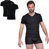 BOXR Underwear - Bamboe T-Shirt Heren - V-Hals - Zwart - Zijdezacht - Thermo Control - Ondershirt Heren - 2-Pack