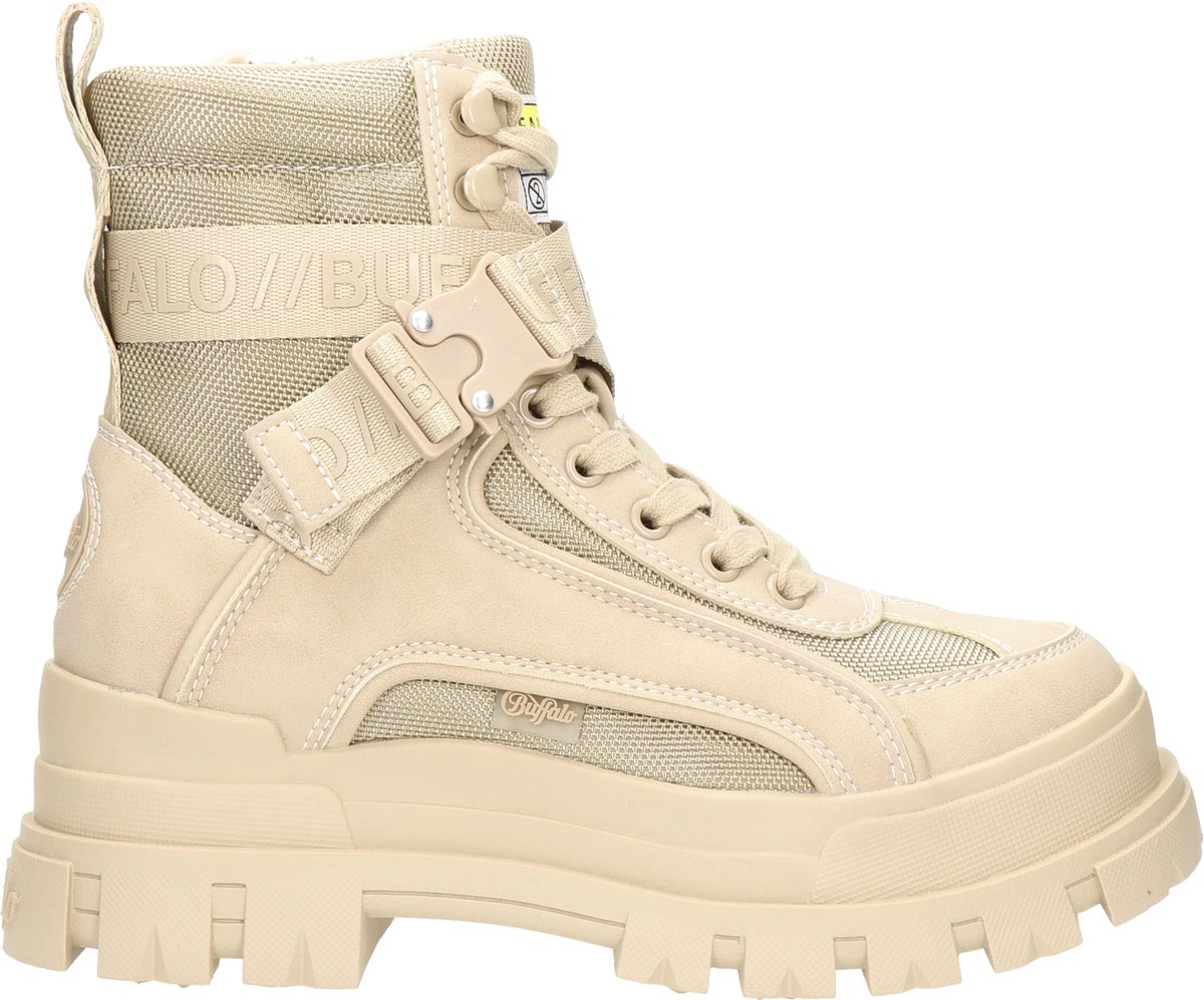Buffalo Aspha Com1 dames veterboot - Beige - Maat 41
