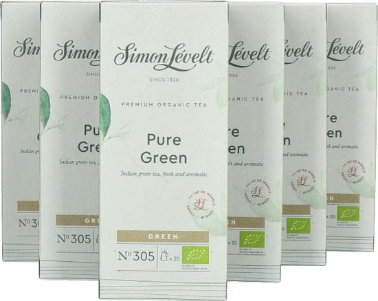 Simon Lévelt - Pure Green - 6 doosjes x 20 builen - 6 pack - Theezakjes