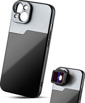 MOJOGEAR 17mm lens case voor iPhone 13 – Schroefdraad voor macrolens, telelens, anamorphic lens of DOF-adapter – Stevig hoesje – Zwart/Grijs
