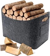 Vilten tas, haardhout, extra grote brandhoutmand, houten mand, vilten tas, 53 x 40 x 30 cm, opvouwbaar, brandhout, mand, shopper, vilten mand, boodschappentas, opbergmand voor hout, kranten,