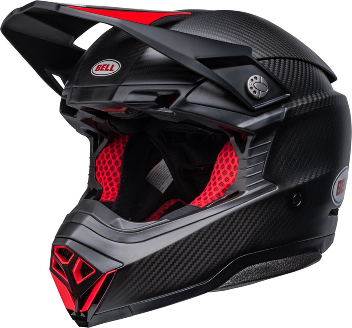Bell Moto-10 Spherical Solid Replica Satin Gloss Black Red Helmet Full Face M - Maat M - Helm