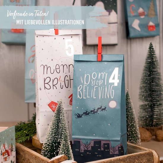 Adventskalender 24 stuks om te vullen met cijferstickers doe-het-zelf