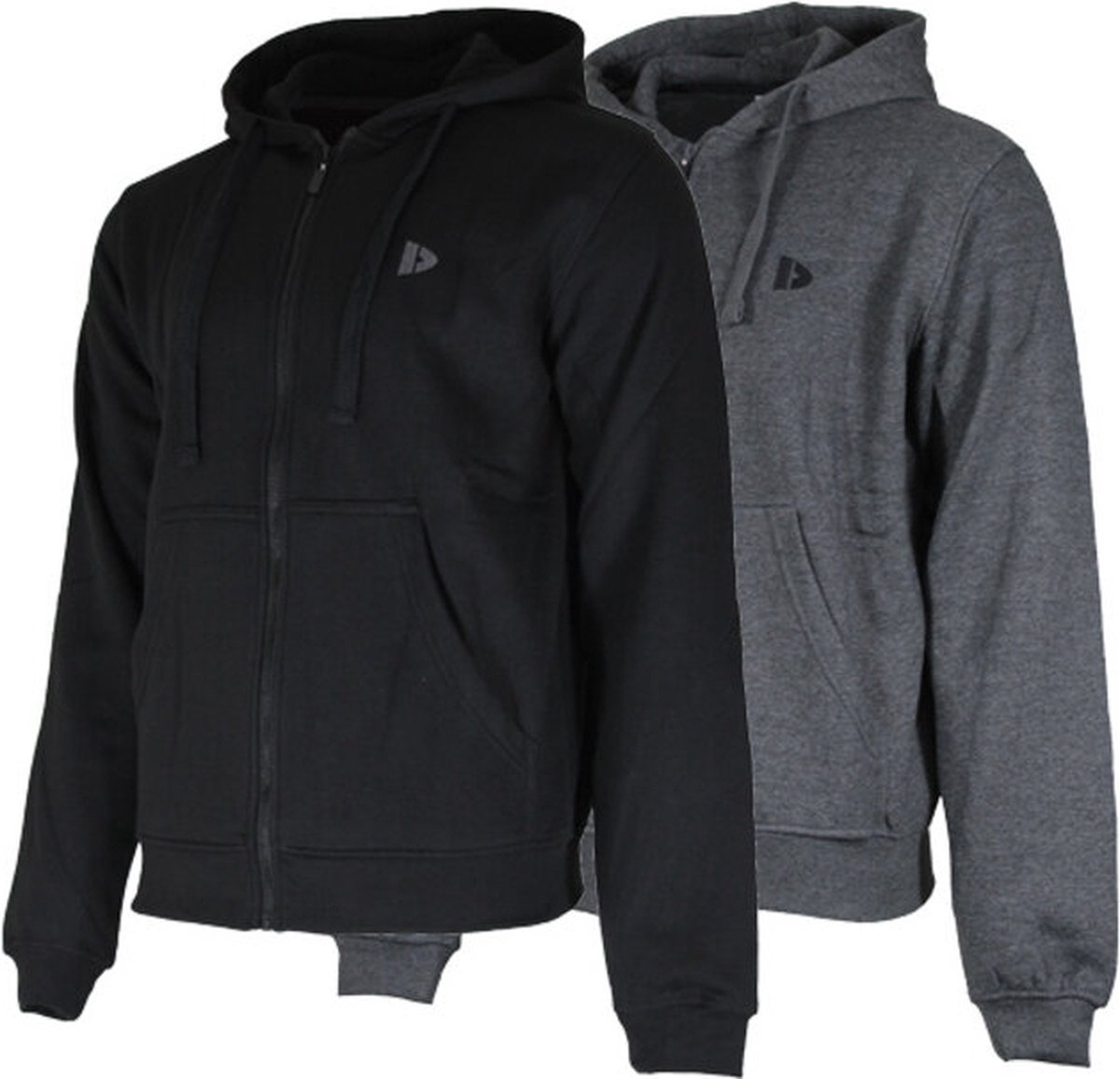 2-Pack Donnay - Sweatvest met capuchon (Bruce) - Sportvest - Heren - Charcoal marl/Black (1030) - maat M