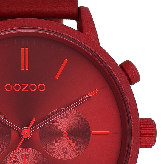 OOZOO Timepieces - Montre OOZOO rouge dahlia avec bracelet en cuir rouge dahlia - C11207