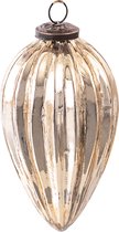 HAES DECO - Kerstbal - Formaat Ø 9x17 cm - Kleur Goudkleurig - Materiaal Glas - Kerstversiering, Kerstdecoratie, Decoratie Hanger, Kerstboomversiering