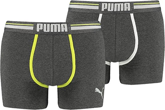 PUMA Athletic Blocking Boxershort - 2-pack - Asphalt - Maat S