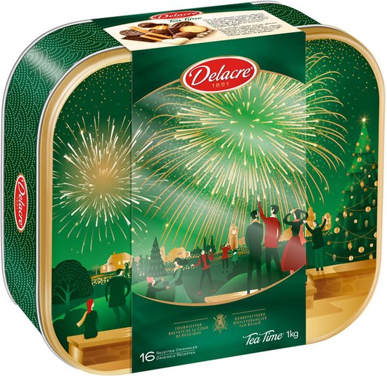 Delacre Tea Time Tradition 1kg - Edition Noël - boite métal - biscuits en  boite cadeau